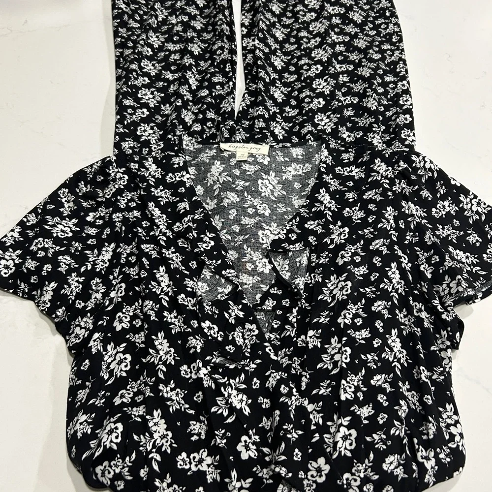Kingston Grey Black and White Floral Jumpsuit - Picture 9 of 10